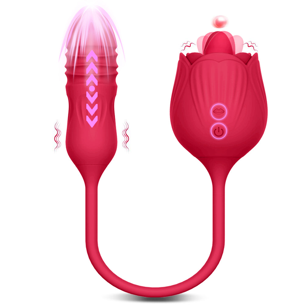 Rose Thrusting Vibrator - Toysthatlove 