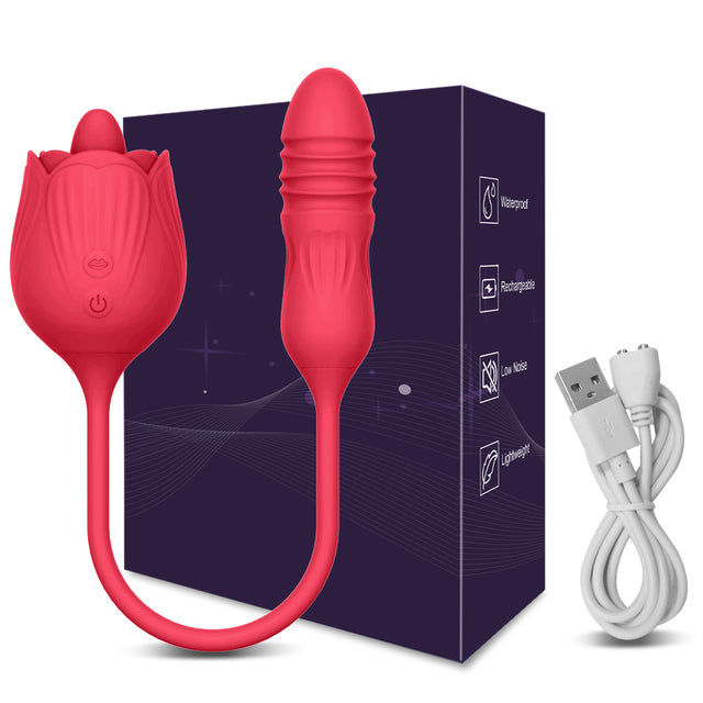 Rose Thrusting Vibrator - Toysthatlove 